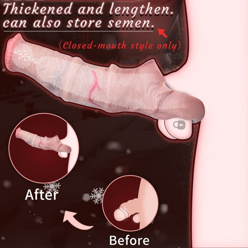 Vlezige Siliconen Fantasy Penissleeve Verhelpt Erectieproblemen - Verleng en Verdik Mannelijke Piemels Sex Toys - Afbeelding 8