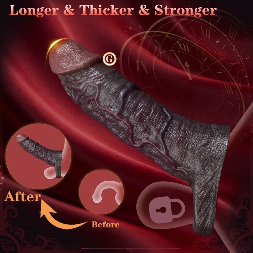 Realistische Zwarte Siliconen Cock Sleeve – Oplossing voor Vergroting, Vertraging en Maximaal Genot - Afbeelding 5