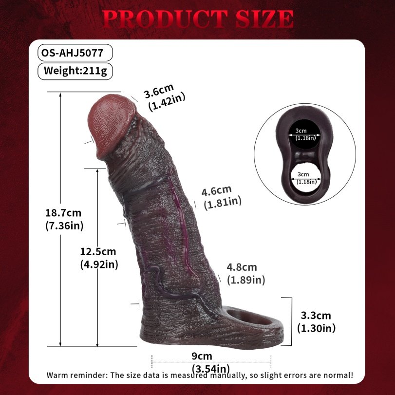 Realistische Zwarte Siliconen Cock Sleeve – Oplossing voor Vergroting, Vertraging en Maximaal Genot - Afbeelding 8