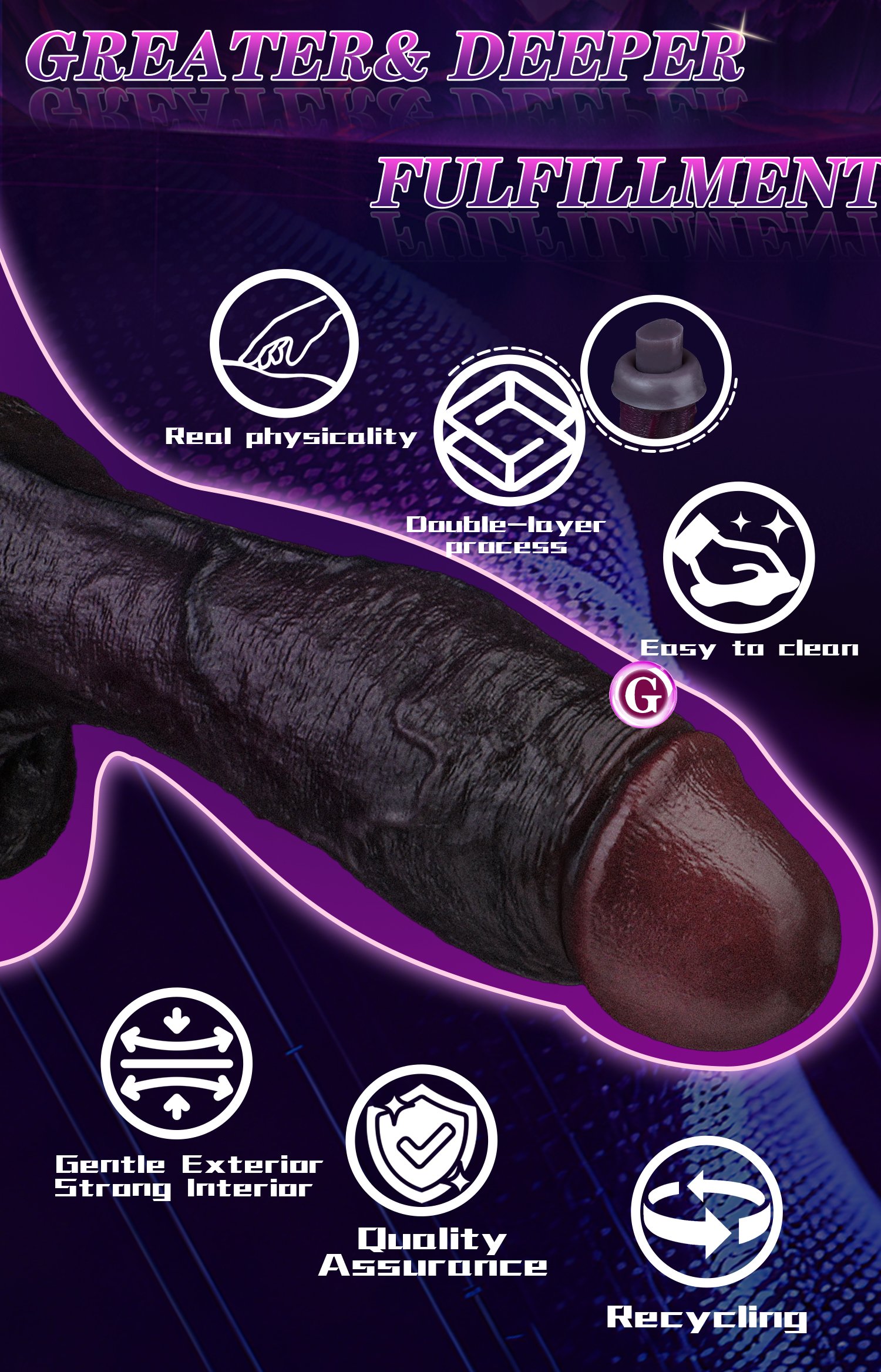 Black Duke 9.44in Realistische Dildo met Zuignap: Dubbellaagse Siliconen G-Spot Stimulator voor Vrouwen die Masturberen - Afbeelding 3