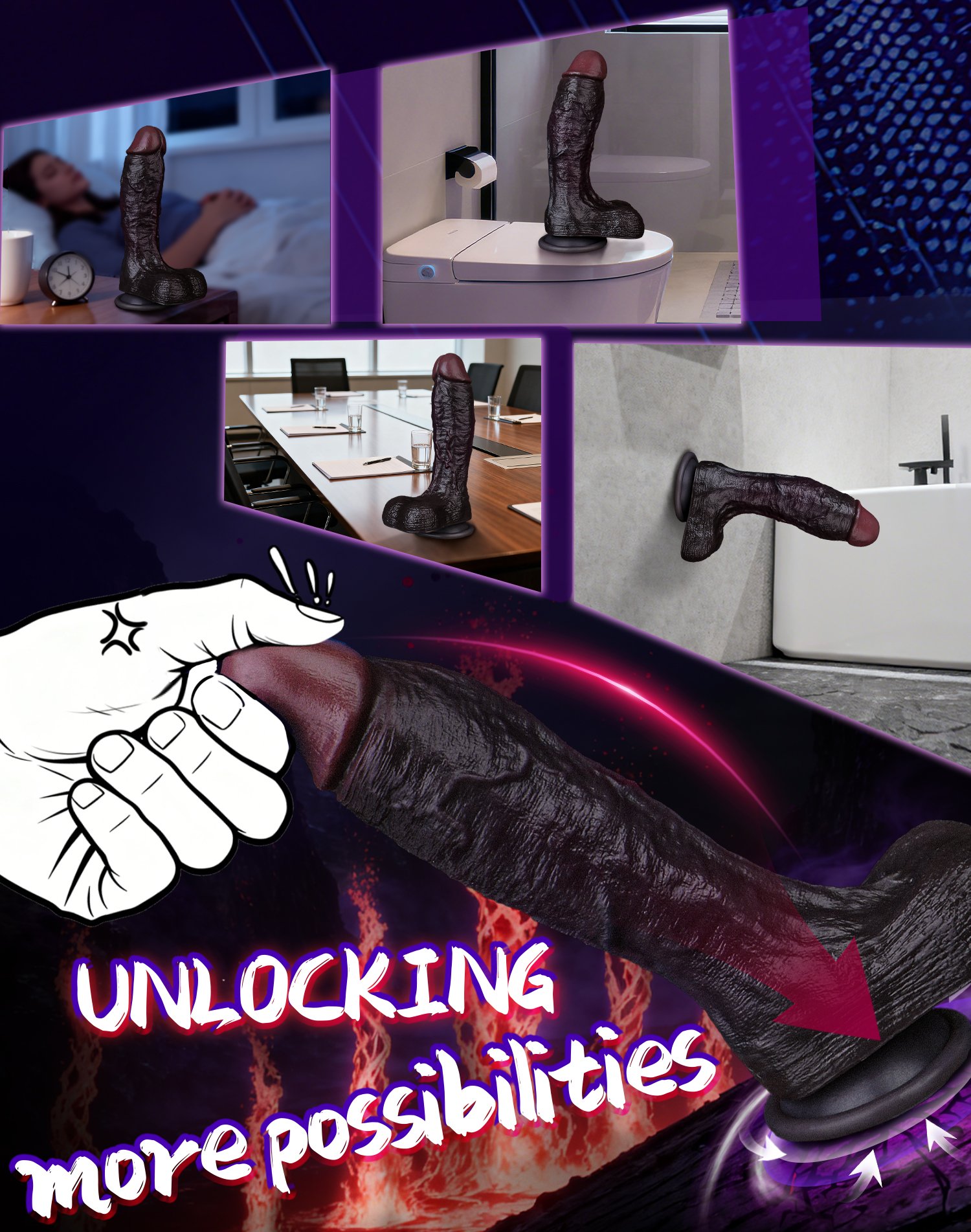 Black Duke 9.44in Realistische Dildo met Zuignap: Dubbellaagse Siliconen G-Spot Stimulator voor Vrouwen die Masturberen - Afbeelding 4