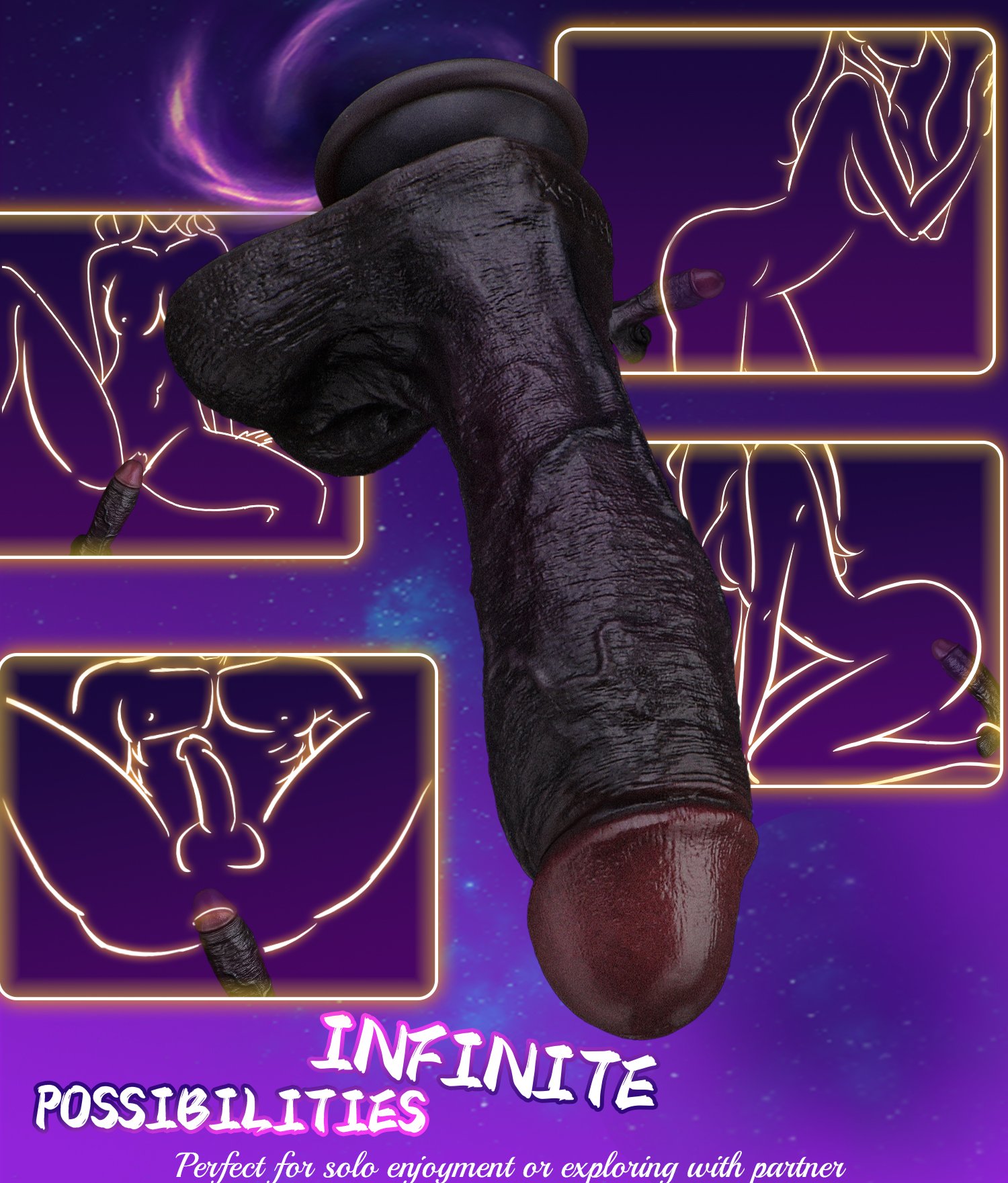 Black Duke 9.44in Realistische Dildo met Zuignap: Dubbellaagse Siliconen G-Spot Stimulator voor Vrouwen die Masturberen - Afbeelding 7