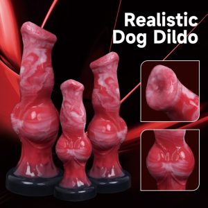 Bloedrode Siliconen Fantasie Dog Knot Cock Sleeve - Verleng de Erectie met dit Draagbare Mannen Speeltje