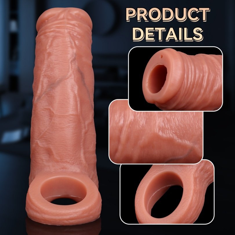 Realistische Penis Sleeve voor Erectieproblemen - Met Testikel Penisrinf & Ejaculatie Spray Functie - Afbeelding 3
