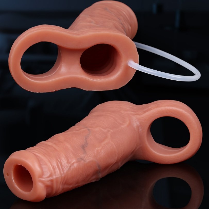 Realistische Penis Sleeve voor Erectieproblemen - Met Testikel Penisrinf & Ejaculatie Spray Functie - Afbeelding 5