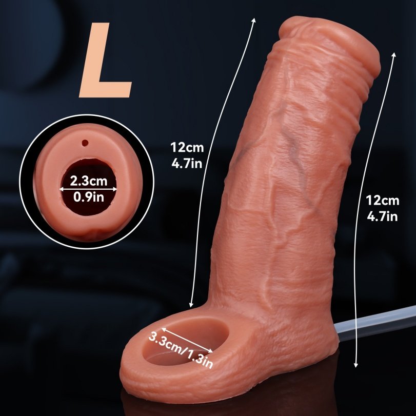 Realistische Penis Sleeve voor Erectieproblemen - Met Testikel Penisrinf & Ejaculatie Spray Functie - Afbeelding 8