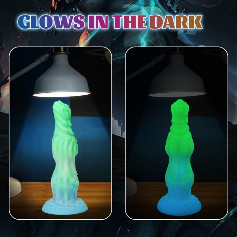 Fantasie Lichtgevende Dildo met Zuignap & Knopen - Siliconen Sex Toy voor Diepe Expansie - Afbeelding 7