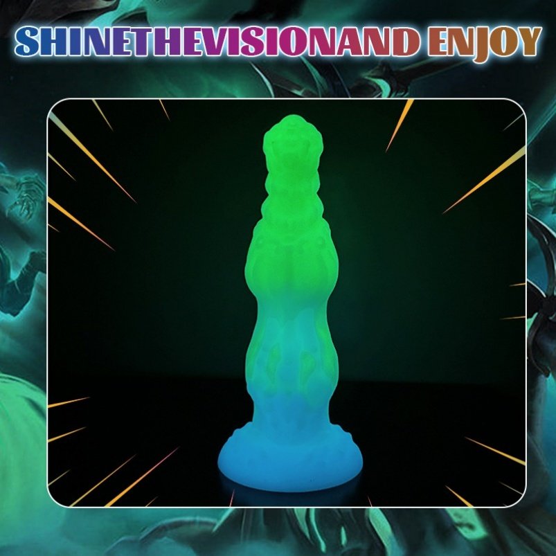 Fantasie Lichtgevende Dildo met Zuignap & Knopen - Siliconen Sex Toy voor Diepe Expansie - Afbeelding 2