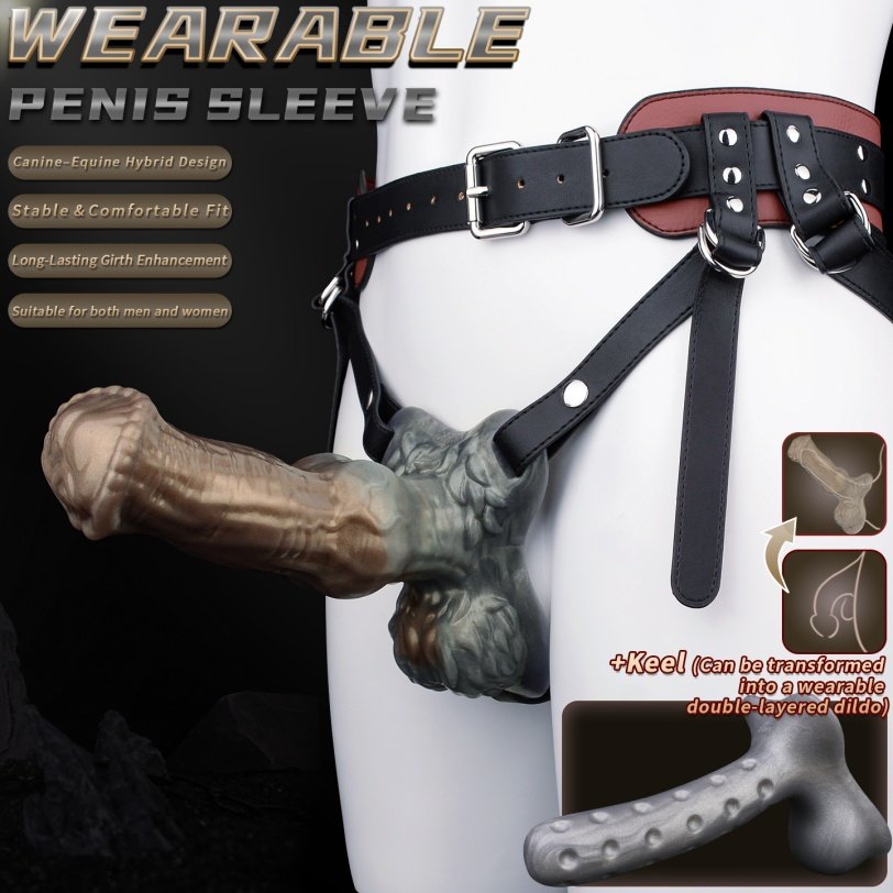 Monster Paard Penis Sleeve met Draagbaar Harnas - Oplossing voor Erectieproblemen & Mannelijke Sex Toys - Afbeelding 3