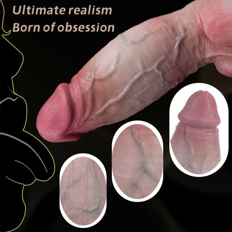 Realistische Dildo met Dubbellaags Siliconen-Handsfree 'Grote Lul' met Zuignap - Afbeelding 11